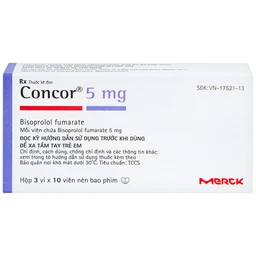 Thuốc Concor 5mg Merck điều trị tăng huyết áp, đau thắt ngực (3 vỉ x 10 viên)