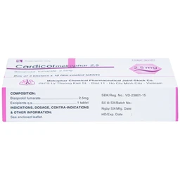 Thuốc Cardicor Mekophar 2.5 điều trị tăng huyết áp, đau thắt ngực (3 vỉ x 10 viên)