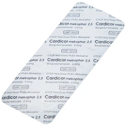 Thuốc Cardicor Mekophar 2.5 điều trị tăng huyết áp, đau thắt ngực (3 vỉ x 10 viên)