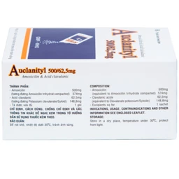Bột Auclanityl 500/62.5mg Tipharco điều trị nhiễm khuẩn (12 gói x 3,8g)