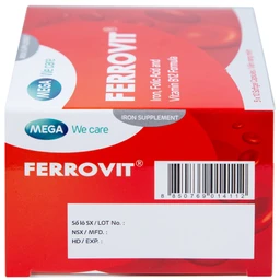 Thuốc Ferrovit MEGA We care điều trị thiếu máu do thiếu sắt (5 vỉ x 10 viên)