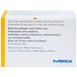 Thuốc Glucophage 500mg Merck điều trị đái tháo đường típ 2 (5 vỉ x 10 viên)