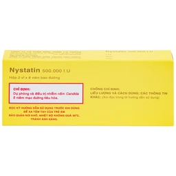 Thuốc Nystatin 500.000I.U Vidipha dự phòng và điều trị nhiễm nấm Candida (2 vỉ x 8 viên) 