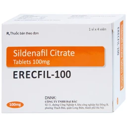 Thuốc Erecfil-100 Sildenafil Citrate điều trị rối loạn cương dương (1 vỉ x 4 viên)