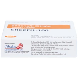 Thuốc Erecfil-100 Sildenafil Citrate điều trị rối loạn cương dương (1 vỉ x 4 viên)
