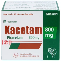 Viên nén Kacetam 800mg Khapharco điều trị rung giật cơ có nguồn gốc vỏ não, thiếu máu não (10 vỉ x 10 viên)