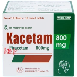 Viên nén Kacetam 800mg Khapharco điều trị rung giật cơ có nguồn gốc vỏ não, thiếu máu não (10 vỉ x 10 viên)