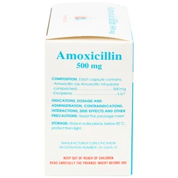 Thuốc Amoxicillin 500mg Domesco điều trị nhiễm khuẩn (10 vỉ x 10 viên)