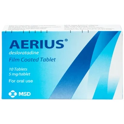 Thuốc Aerius 5mg MSD giảm nhanh các triệu chứng viêm mũi dị ứng, mày đay (1 vỉ x 10 viên)