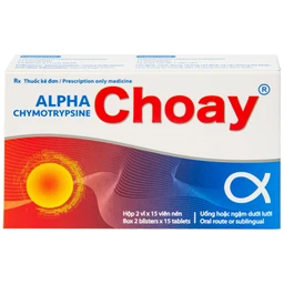 Thuốc Alpha Chymotrypsine Choay Sanofi điều trị phù nề sau chấn thương, phẩu thuật, bỏng (2 vỉ x 15 viên)
