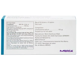 Thuốc Levothyrox 100µg Merck điều trị bướu giáp, suy giáp, ung thư giáp (3 vỉ x 10 viên)