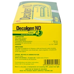 Thuốc Decolgen ND United điều trị các triệu chứng cảm thông thường, viêm mũi dị ứng (25 vỉ x 4 viên)