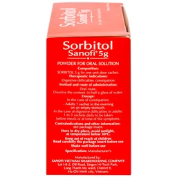 Thuốc bột Sorbitol Sanofi 5g điều trị triệu chứng táo bón, khó tiêu (20 gói x 5g)
