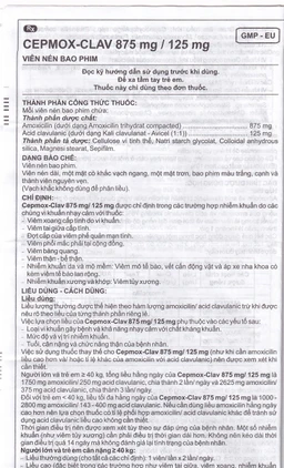 Thuốc Cepmox-Clav 875mg/125mg Imexpharm điều trị viêm xoang cấp tính do vi khuẩn, viêm tai giữa cấp tính (2 vỉ x 7 viên)