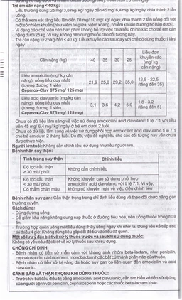 Thuốc Cepmox-Clav 875mg/125mg Imexpharm điều trị viêm xoang cấp tính do vi khuẩn, viêm tai giữa cấp tính (2 vỉ x 7 viên)