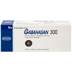Thuốc Gabahasan 300 Hasan điều trị hỗ trợ trong động kinh cục bộ, đau viêm dây thần kinh ngoại biên (3 vỉ x 10 viên)