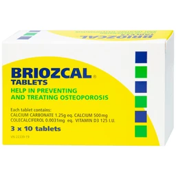 Thuốc Briozcal Bridge Healthcare dự phòng và điều trị thiếu hụt calci, vitamin D3 (3 vỉ x 10 viên)