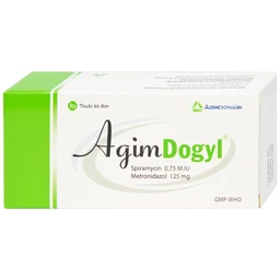 Thuốc Agimdogyl 125mg/750000IU Agimexpharm điều trị nhiễm trùng răng miệng cấp tính, mạn tính (2 vỉ x 10 viên)