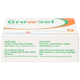 Thuốc Growsel Roussel điều trị bệnh do thiếu vitamin C và kẽm (3 vỉ x 10 viên)