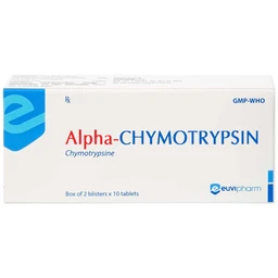 Thuốc Alpha-Chymotrypsin Euvipharm điều trị phù nề sau chấn thương, phẩu thuật, bỏng (2 vỉ x 10 viên)