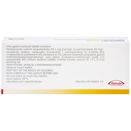 Viên nén Pantoloc 40mg Takeda điều trị viêm thực quản trào ngược (1 vỉ x 7 viên) 