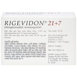 Thuốc Rigevidon 21+7 Gedeon dùng cho tránh thai (3 vỉ x 28 viên) 