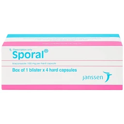 Thuốc Sporal Janssen điều trị các bệnh nấm phụ khoa, da, toàn thân (1 vỉ x 4 viên)