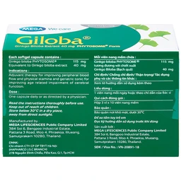 Thuốc Giloba 40mg MEGA We care điều trị suy tuần hoàn não (3 vỉ x 10 viên)