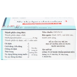 Thuốc Methylprednisolon 4 Khapharco kháng viêm, điều trị viêm khớp dạng thấp, lupus ban đỏ hệ thống (10 vỉ x 10 viên)