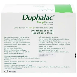 Duphalac (Lactulose) điều trị táo bón hiệu quả và tăng cường lợi khuẩn ruột (20 gói x 15ml)
