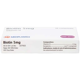 Thuốc Biotin 5mg Mediplantex điều trị thiếu hụt biotin (2 vỉ x 10 viên)