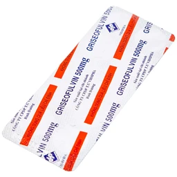 Thuốc Griseofulvin 500mg Vidipha điều trị các bệnh nấm da, tóc, lông, móng tay, móng chân (2 vỉ x 10 viên)
