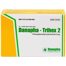 Thuốc Danapha - Trihex 2 điều trị hỗ trợ hội chứng Parkinson, giảm hội chứng ngoại tháp (5 vỉ x 20 viên)