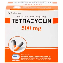 Thuốc  Tetracyclin 500mg Uphace điều trị nhiễm khuẩn đường hô hấp (10 vỉ x 10 viên)