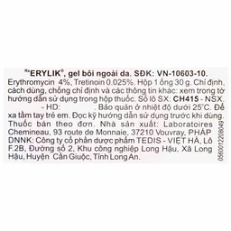 Gel bôi ngoài da Erylik điều trị tại chỗ mụn trứng cá mức độ trung bình (30g)