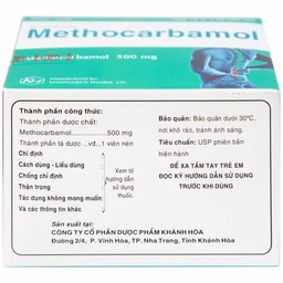 Viên nén Methocarbamol 500mg Khapharco điều trị ngắn hạn cơn đau, co thắt cơ, bong gân (10 vỉ x 10 viên)