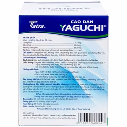 Cao dán Yaguchi Tatra giảm đau, kháng viêm trong các cơn đau vai, đau lưng (5 miếng)