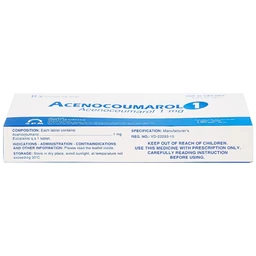 Thuốc Acenocoumarol 1 SPM điều trị và ngăn ngừa bệnh nghẽn mạch (3 vỉ x 10 viên)