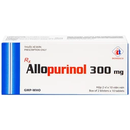 Thuốc Allopurinol 300mg Domesco điều trị tăng acid uric máu, sỏi thận (2 vỉ x 10 viên)