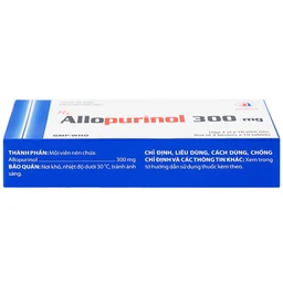 Thuốc Allopurinol 300mg Domesco điều trị tăng acid uric máu, sỏi thận (2 vỉ x 10 viên)