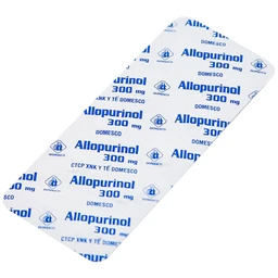 Thuốc Allopurinol 300mg Domesco điều trị tăng acid uric máu, sỏi thận (2 vỉ x 10 viên)