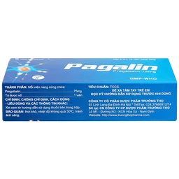 Viên nang cứng Pagalin 75mg Trường Thọ điều trị đau thần kinh, động kinh (3 vỉ x 10 viên)