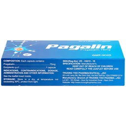 Viên nang cứng Pagalin 75mg Trường Thọ điều trị đau thần kinh, động kinh (3 vỉ x 10 viên)