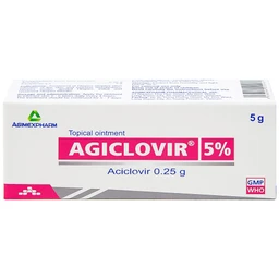 Thuốc mỡ bôi da Agiclovir 5% Agimexpharm điều trị nhiễm Herpes simplex, Herpes zoster, Herpes sinh dục (5g)