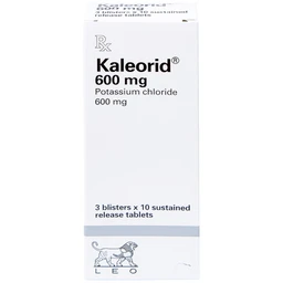 Viên nén Kaleorid 600mg LEO phòng ngừa và điều trị giảm kali huyết (3 vỉ x 10 viên) 