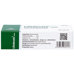 Kem bôi da Lifedovate Cream 0,05% Hadiphar điều trị các vết long eczema, viêm da (10g)