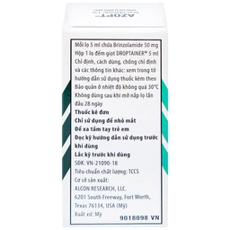 Thuốc nhỏ mắt Azopt Alcon điều trị tăng nhãn áp, glôcôm góc mở (5ml)