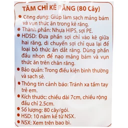 Tăm chỉ kẽ răng Jomi Disposable Flosser làm sạch mảng bám, vụn thức ăn trong kẽ răng (80 cây)