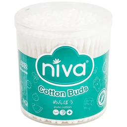 Tăm bông Niva AH2 Cotton Buds hũ xoay 1 đầu tròn 1 đầu xoắn vệ sinh tai, mũi, vệ sinh cá nhân, vết thương (200 que)