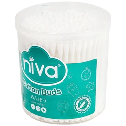 Tăm bông Niva AH2 Cotton Buds hũ xoay 1 đầu tròn 1 đầu xoắn vệ sinh tai, mũi, vệ sinh cá nhân, vết thương (200 que)